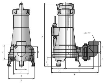 Погружные одноступенчатые дренажно-фекальные насосы Drainex 600