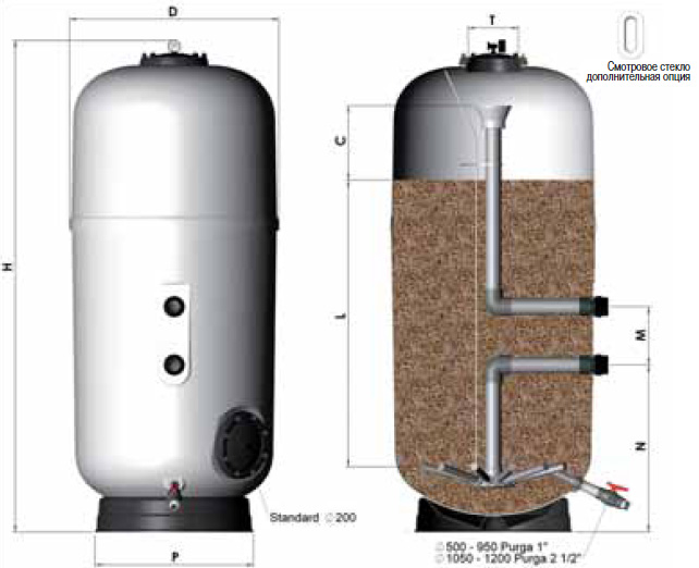 ФИЛЬТР ARTIC PLUS Ø 1200 ММ, 56,5 М3/Ч, С БОКОВЫМ ПОДКЛЮЧЕНИЕМ, ЗАСЫПКА 1,2 М Арт. 36056