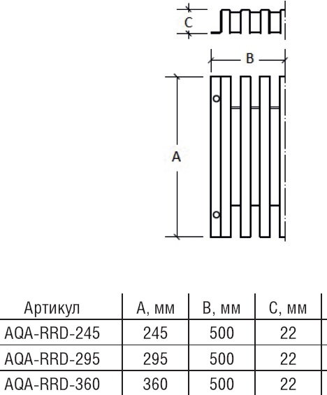 Переливная решетка AQA-RRD 295 мм 22 мм двух опорный артикул AQA-RRD-295