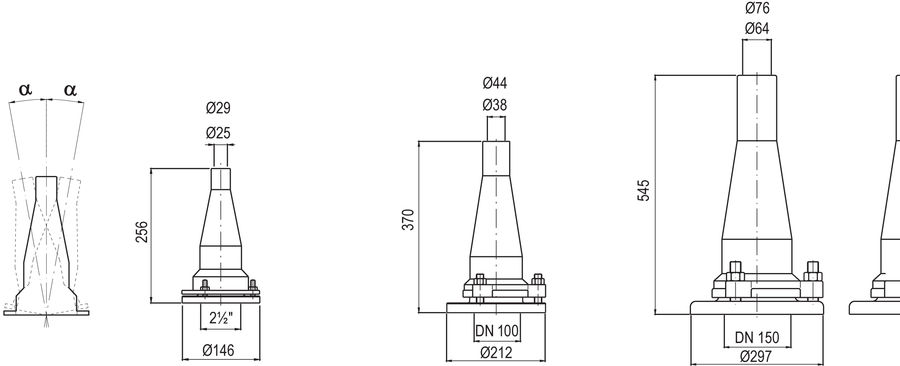 Фонтанные насадки Lance jet DN 100 mm от 10.0-60.0 м3/час арт. BZW2118